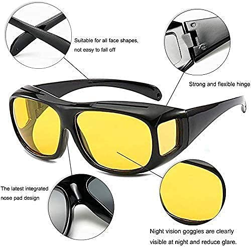Afflatus® HD Vision Day and Night Unisex Goggles Anti-Glare Polarized Sunglasses Men/Women Driving Glasses UV Protection All Bikes&Car-Pack of 2 Goggles (Yellow/Black) - Image 2