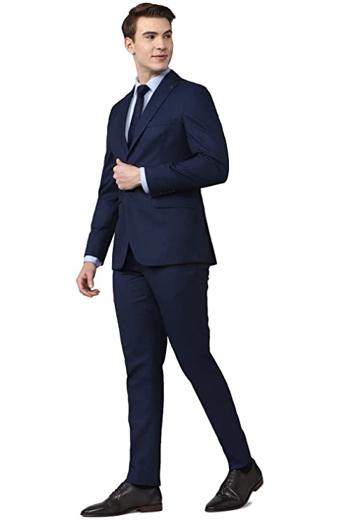 Peter England Polyester Blend Men Navy Solid Slim Fit Formal Two Piece Suit Business Pants Set (PISUSNSF328609 40) - Image 2