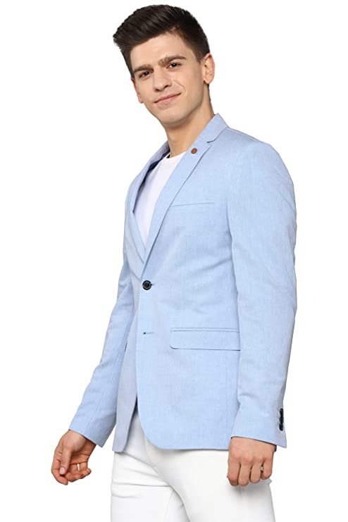 Allen Solly Men's Slim Blazer (ASBZMSLFB79958_Blue_44) - Image 2