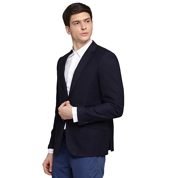BRUUN & STENGADE Men Slim Fit Cotton Black Formal Blazer (8901234166895_$P) - Image 2