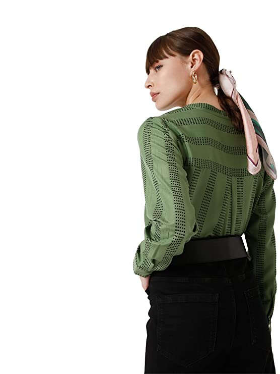 VERO MODA Printed Polyester V Neck Womens Top (S22VM10273678-P)