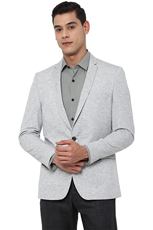 Allen Solly Textured Rayon Super Slim Fit Work Wear Blazers for Mens (Grey, 40)