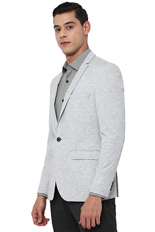 Allen Solly Textured Rayon Super Slim Fit Work Wear Blazers for Mens (Grey, 40) - Image 2