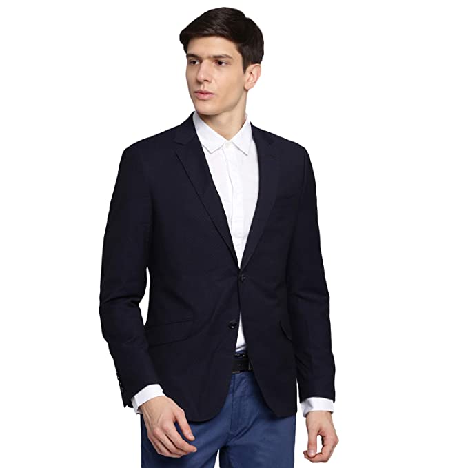 BRUUN & STENGADE Men Slim Fit Cotton Black Formal Blazer (8901234166895_$P)